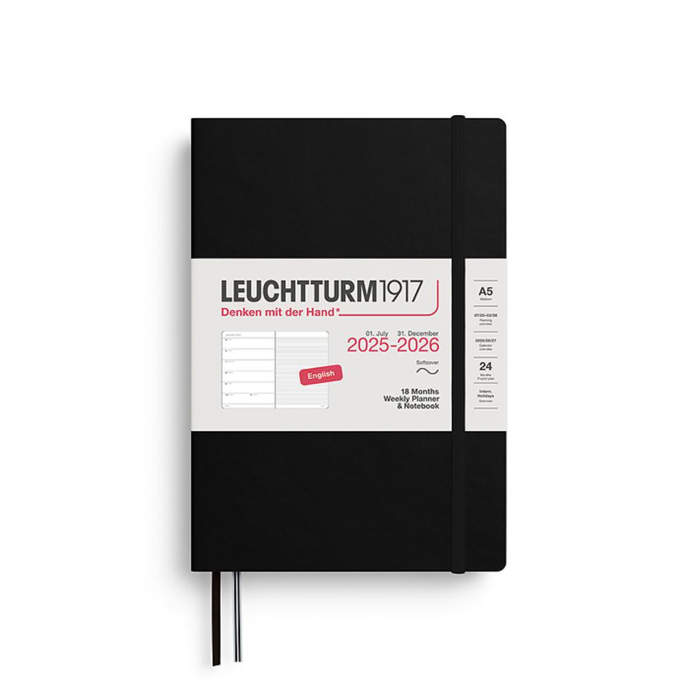Leuchtturm, Black, Planners, Art & School, 2026, A5, Medium, 18 Month, Softcover, Weekly, Notebook, 948109